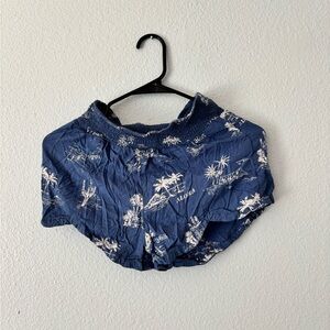Free People Navy Tropical Print Women's Top